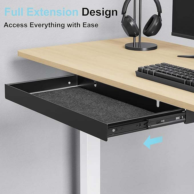 Under Desk Drawer, 20.1 inch Carbon Steel Slide-Out Under Table Storage - Image 5
