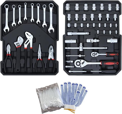 678PCS Complete Home Tool Set Versatile Rolling Tool Kit - Image 3