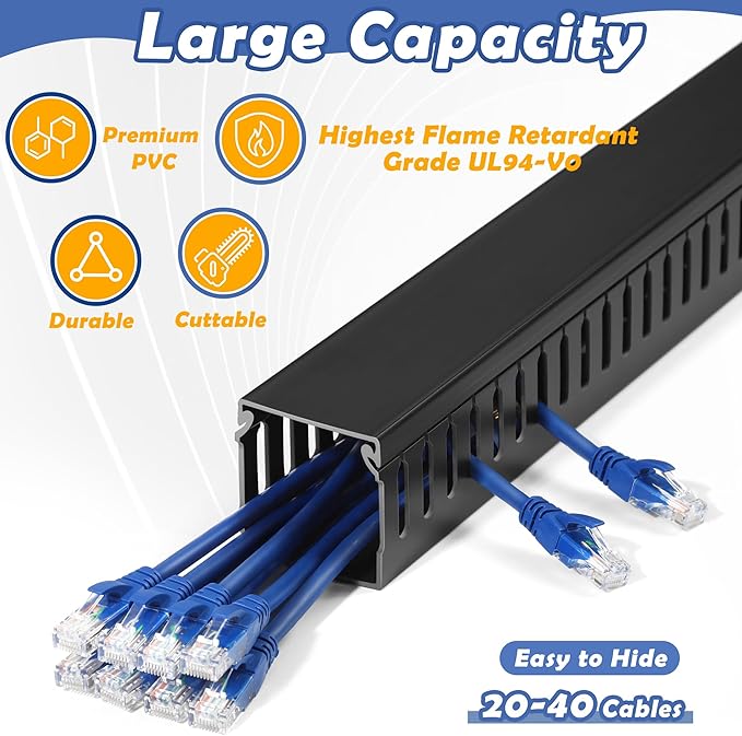 ZhiYo 2 x 2in Professional Server Rack Cable Management Raceway, 99in Cable - Image 2