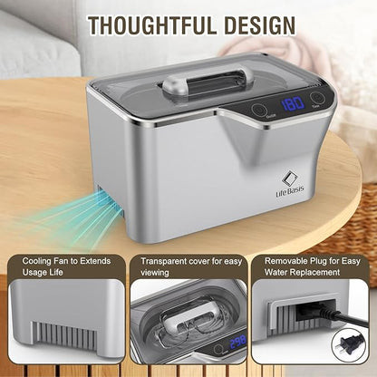LifeBasis Ultrasonic Cleaner, Professional 45kHz Ultrasonic Jewelry Cleaner 20 - Image 4
