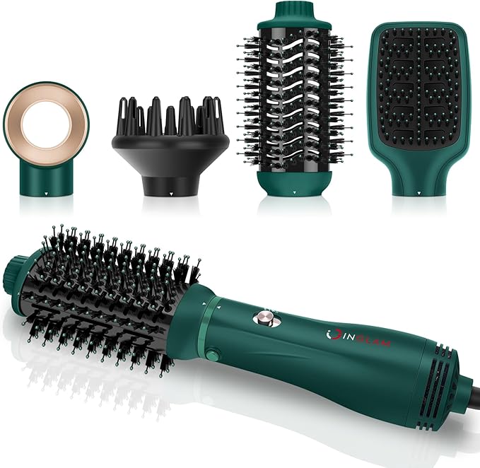 IG INGLAM Hair Dryer Brush, 4-in-1 Detachable Blow Dryer Brush, Ionic Diffuser by INGLAM
