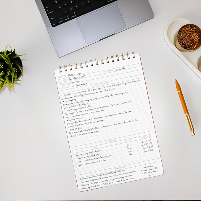 | Meeting Notebook for Work | 8.25" x 11.75" | Project Planner | Simple Design - Image 6