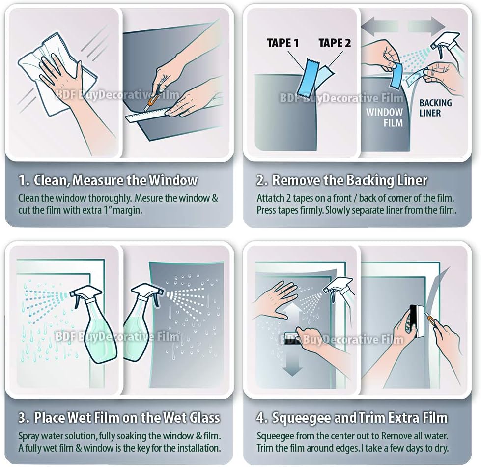 BDF 1PFR Static Cling Window Film Opaque Privacy Frosted - 36in X 22ft | Non-adhesive, Opaque Two-way Privacy