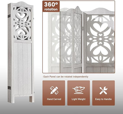 ALeesing 4 Panel Room Divider Fully Assembled, Carved Room Dividers and Folding - Image 6