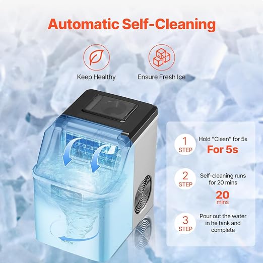 VEVOR Countertop Ice Maker, 24 Cubes Ready in 15 Mins, 45lbs in 24Hrs, - Image 4
