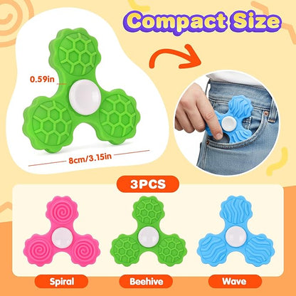 3 PCS Silicone Fidget Spinners, Sensory Toys - Image 2