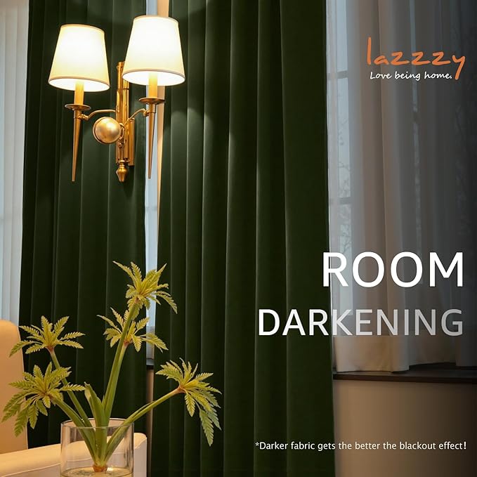 Lazzzy Velvet Blackout Curtains Thermal Insulated Room Window Drapes Super Soft - Image 7