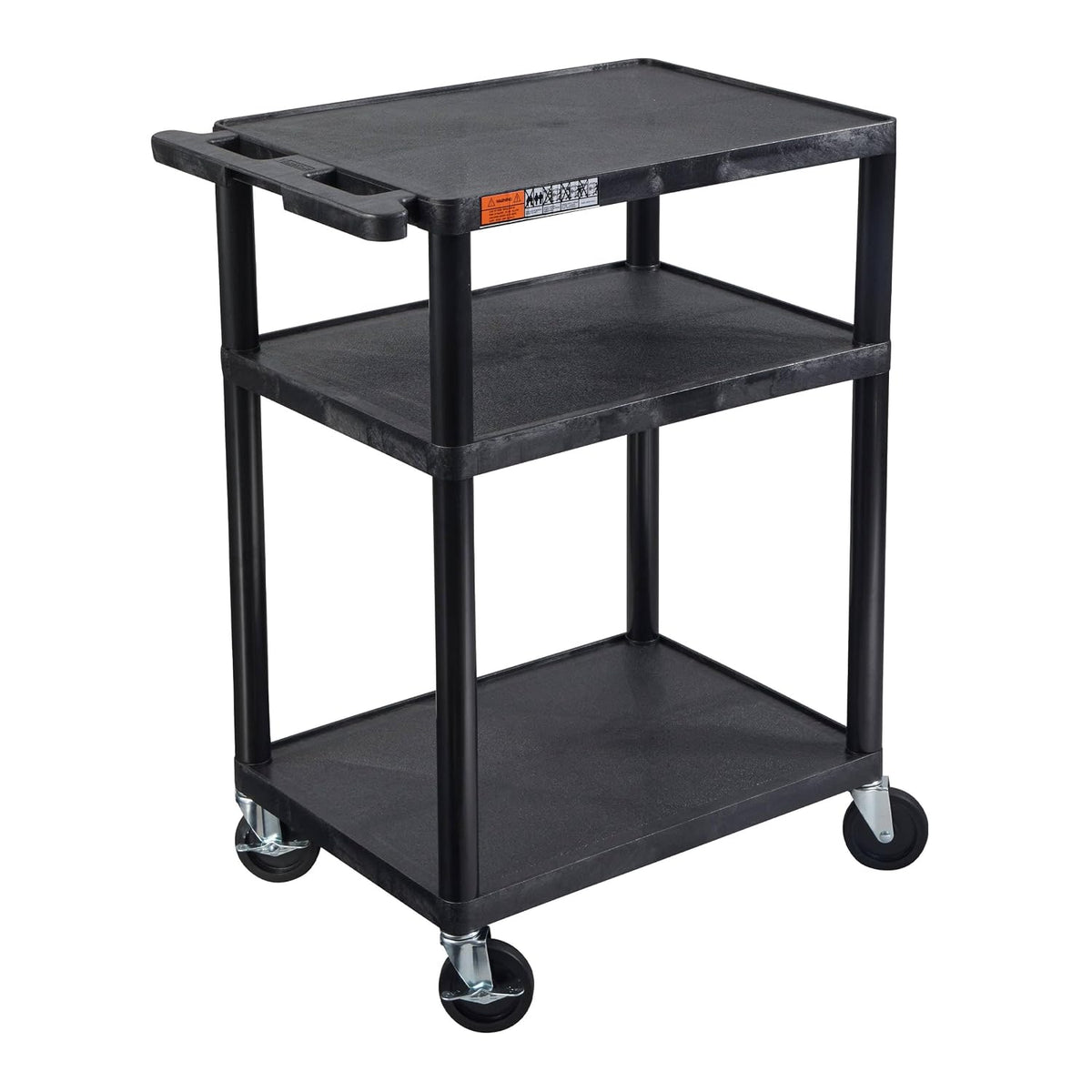 luxor black mobile plastic 3 shelf av presentation, main product view