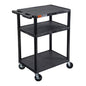 luxor black mobile plastic 3 shelf av presentation, main product view