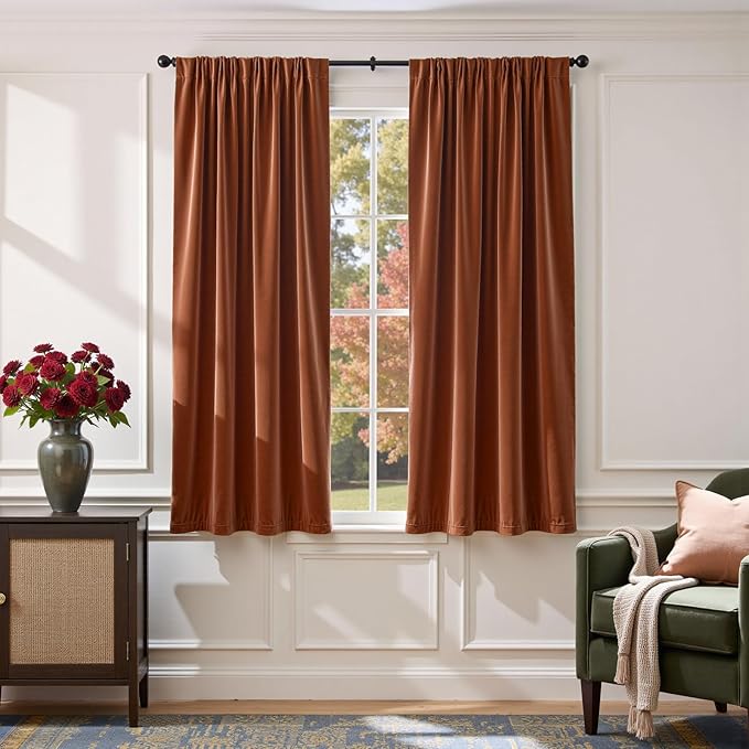 Lazzzy Velvet Blackout Curtains Thermal Insulated Room Window Drapes Super Soft by Lazzzy