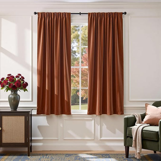 Lazzzy Velvet Blackout Curtains Thermal Insulated Room Window Drapes Super Soft by Lazzzy