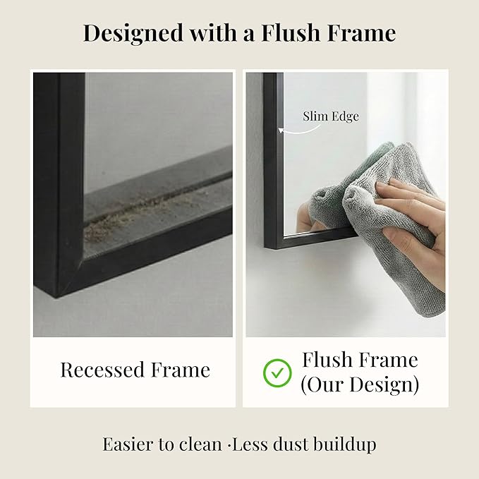 36''x36'' Large Black Square Mirror, Matte Metal Framed Bathroom Vanity Mirror - Image 5