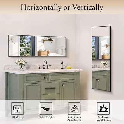 Black Bathroom Mirror for Wall, 16x48 Inch Rectangle Mirror - Image 5