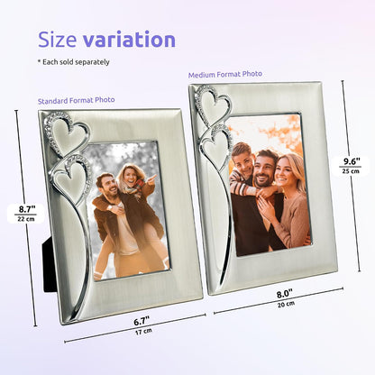 Silver Picture Frame 4x6 with Hearts – Thoughtful Gift Idea for Weddings, Engagement for Couples, Newlyweds, Bridal Shower, Anniversary, Valentines