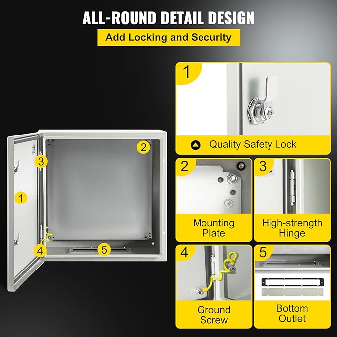 VEVOR NEMA Steel Enclosure, IP66 Waterproof & Dustproof, Outdoor/Indoor - Image 5
