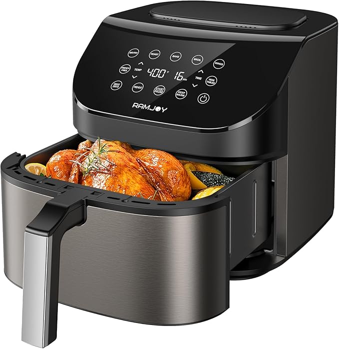 Air Fryer 6.8 Quarts, 10-in-1 Functions, Air Fry, Large & Compact Air Fryers by RAMJOY