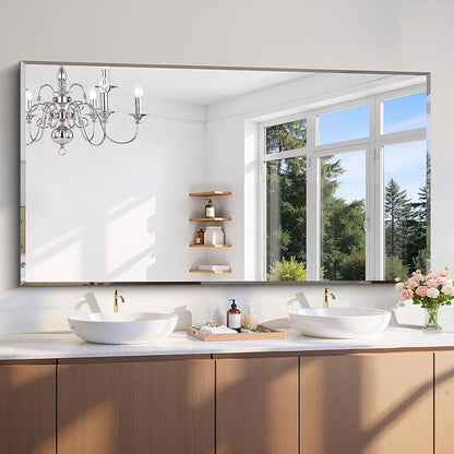 CILIBER Large Beveled Mirror, 30x55 Frameless Beveled Bathroom Mirrors by CILIBER