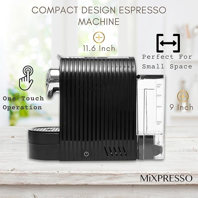Mixpresso Black Espresso Coffee Machine – Compact 1400W Single Serve Coffee - Image 2