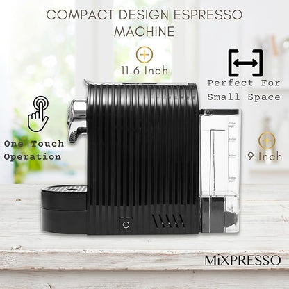 Mixpresso Black Espresso Coffee Machine – Compact 1400W Single Serve Coffee - Image 2