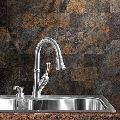 AULIGET 100 Piece Rust Slate Peel and Stick Backsplash Wall Tiles, Laundry Room - Image 6