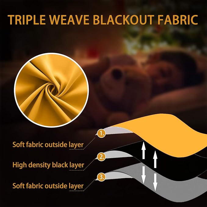 KOUFALL 72 Inch Curtains Length, 2 Panels Set, Mustard Yellow - Image 5