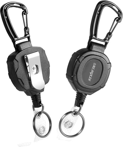 2 Pack Retractable Keychain Heavy Duty Carabiner Badge Holder, Tactical ID - Image 2
