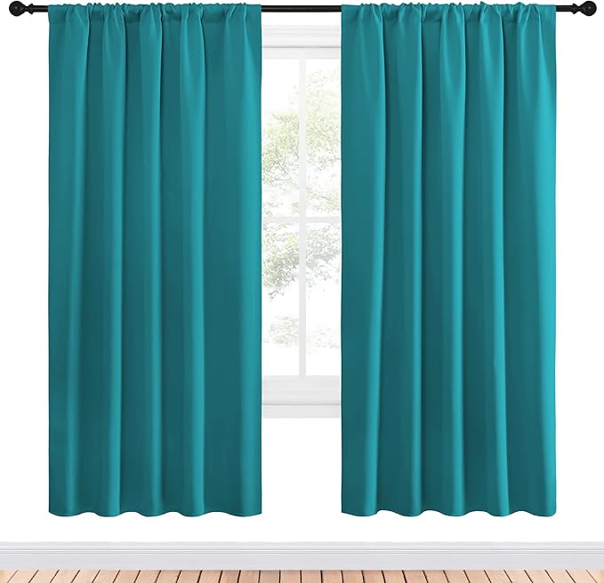 NICETOWN Peacock Blue Blackout Curtains Panels - Image 2