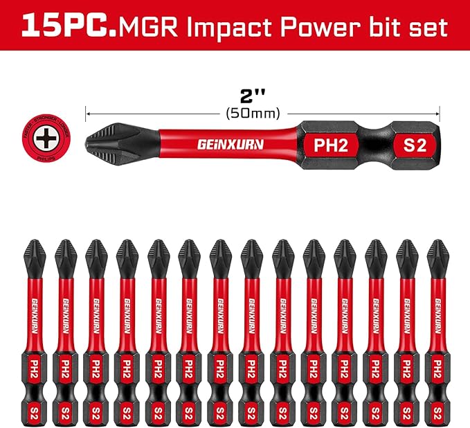 Impact Tough #2 Phillips 2 in. Anti-slip Head Insert Driver Bits - Image 2