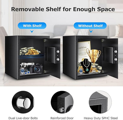 Bonsaii Steel Safe Box with Digital Keypad Lock, 1.2 Cubic Feet Security - Image 4