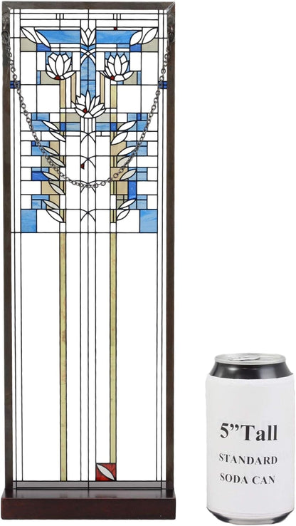 Ebros Frank Lloyd Wright Waterlilies Stained Glass Art Metal Framed Hanging Wall Decor Or Desktop Plaque 15"H X 5"W