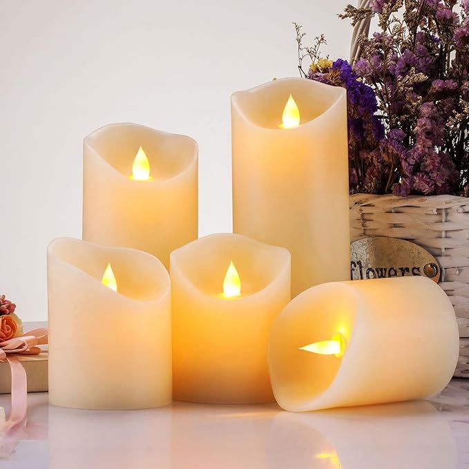 Flameless Candles, Flickering Moving Flame LED Candles Set of 5 Pillar - Image 4
