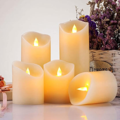 Flameless Candles, Flickering Moving Flame LED Candles Set of 5 Pillar - Image 4