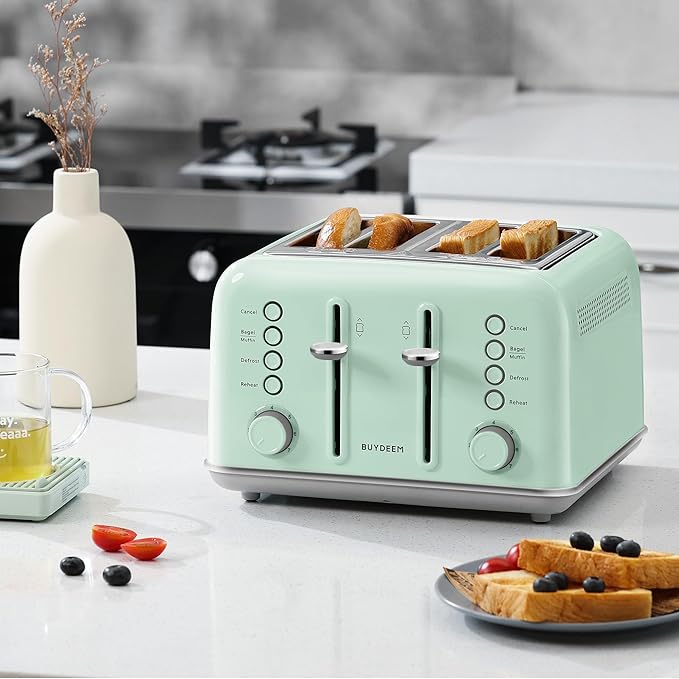 BUYDEEM DT640 Retro 4 Slice Toaster, 7 Shade Settings, Extra Wide 1.5'' Slots - Image 7