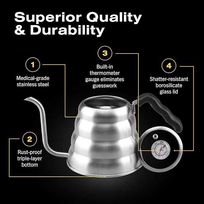 Bean Envy Pour Over Coffee Kettle, Small Gooseneck Kettle - Image 4