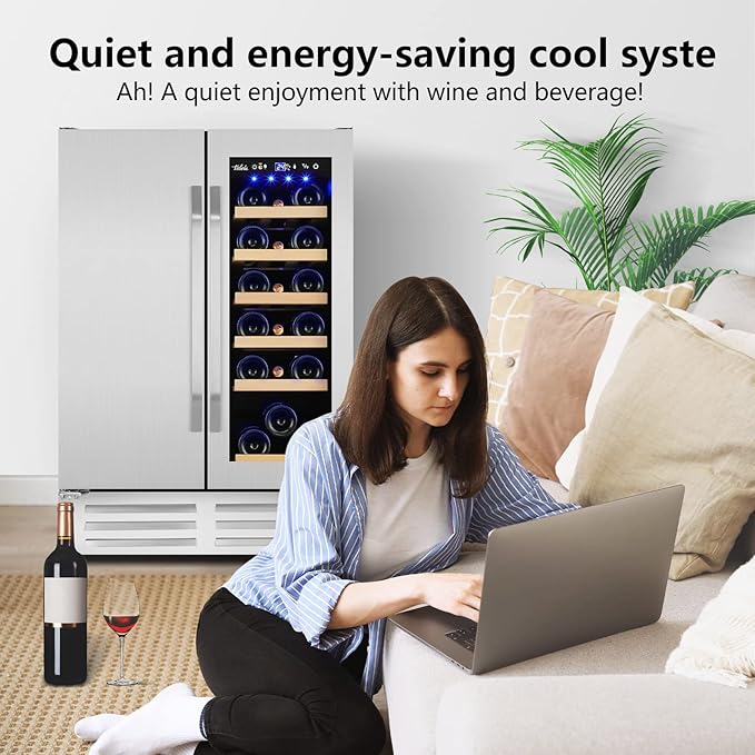 Wine and Beverage Refrigerator, 24 Inch Dual Zone Wine Beverage Cooler - Image 8