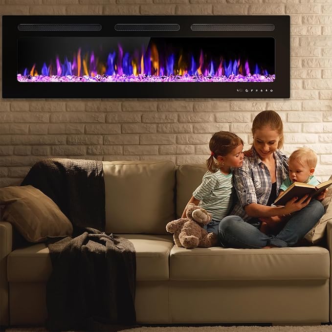 60" Electric Fireplace Wall Mounted and Recessed - Image 8