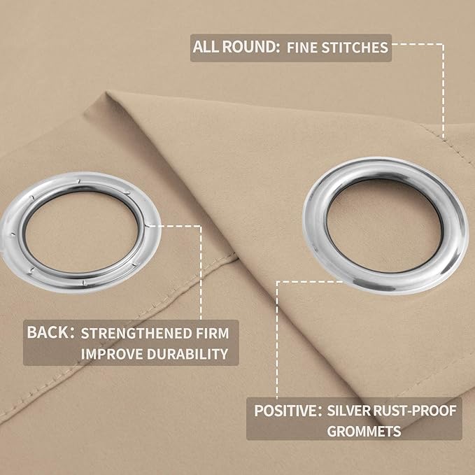 Easy-Going Blackout Curtains for Bedroom, Solid Thermal Insulated Grommet and - Image 4