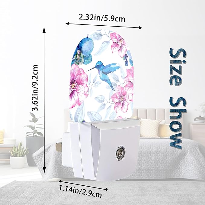 Axxitude Hummingbird Pink Flower Night Lights Plug into Wall - Image 3