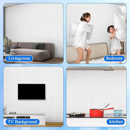 Nuanchu 32 Pcs 3D Slat Wall Panels 12 x 12 Inch PVC Fluted Textured Panel - Image 7