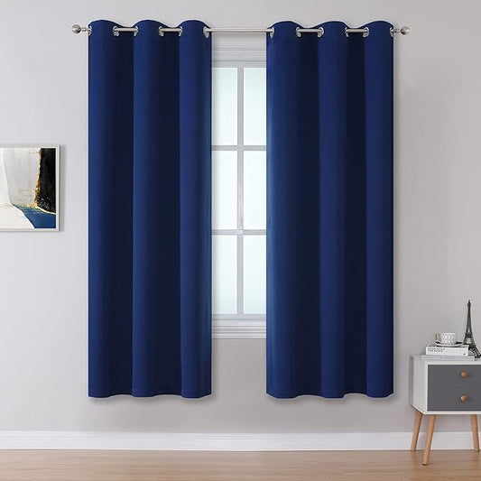 DUALIFE Navy Blue Blackout Curtains 2 Panels Set, Grommet Thermal Insulated by DUALIFE