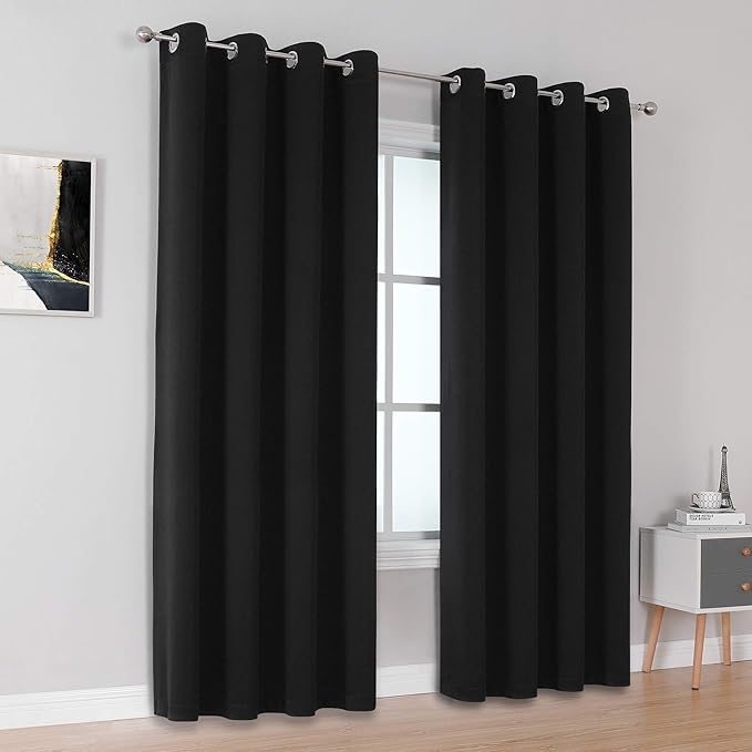 DUALIFE Black Blackout Curtain Panels/Drapes - Image 2