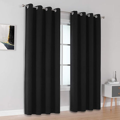 DUALIFE Black Blackout Curtain Panels/Drapes - Image 2