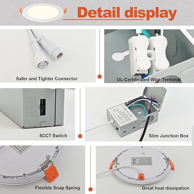 MKUJOO 24 Pack 6 Inch Ultra-Thin LED Recessed Ceiling Light - Image 6