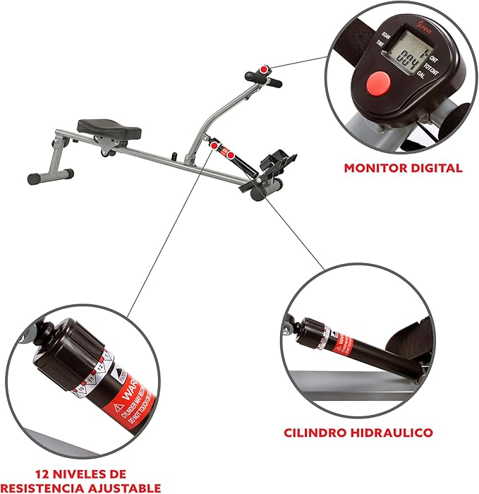 Sunny Health & Fitness Compact Adjustable Rowing Machine - Image 5