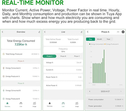 Energy Monitor with 3 * 120A Clamp, 1/3 Phase, Home Power Monitor Real Time - Image 3