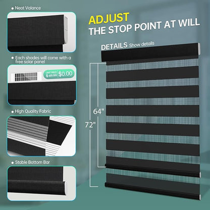 Motorized Zebra Blinds, Solar Powered Dual Layer Automatic Shades - Image 4
