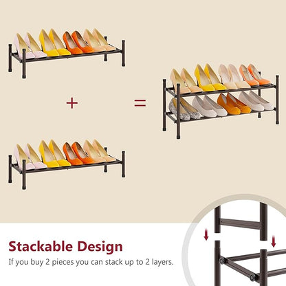 Tajsoon Expandable Shoe Rack for Closet 1 Tier, 28“-41“Adjustable & Stackable - Image 6