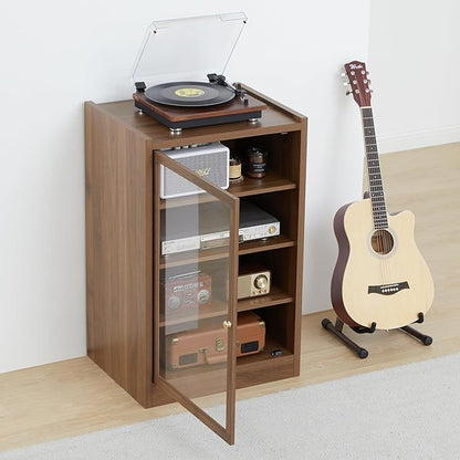 Walnut 5-Tier AV Media Shelf Storage Cabinet - Image 4