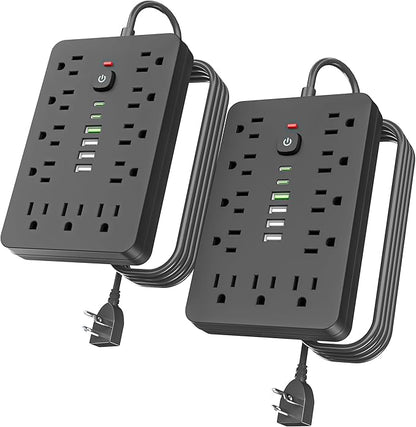JouleLoom 2PCS 6 FT Flat Plug Surge Protector Power Strip, 11 Multiple AC by JouleLoom