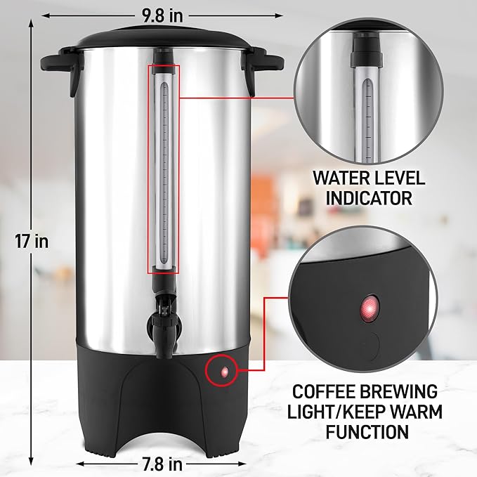 Zulay Commercial Coffee Maker Stainless Steel - Image 3